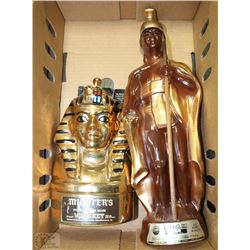 2 ANTIQUE LIQUOR BOTTLES EGYPTIAN DESIGN INCL.