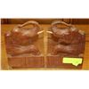 Image 1 : PAIR OF WOOD CARVED ELEPHANT BOOK ENDS