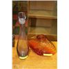 Image 1 : PURPLE GLASS VASE SOLD WITH AMBER GLASS VASE