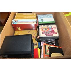 BOX OF CD'S, DVD'S CASSETTES ETC
