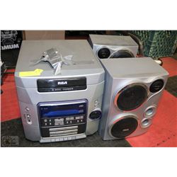 RCA 5 DISC CHANGER BOOK SHELF STEREO WITH REMOTE