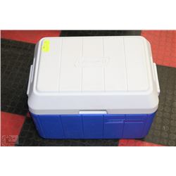 BLUE & WHITE COLEMAN COOLER - 21" X 15" X 15"H