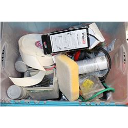 BOX WITH ASSORTED TOOLS, ETC.