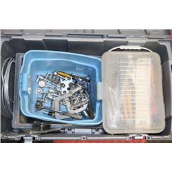 LARGE LOCKABLE GREY BIN FULL OF TOOLS
