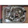 Image 1 : SILVER PLATED TEA SET AND CANDLE HOLDERS WITH TRAY