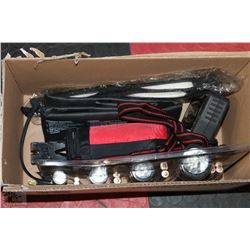 BOX WITH BATTERY WARMER, NEW 4PACK LED FLASHLIGHT