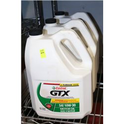 THREE 4.4L JUGS OF CASTROL GTX SAE10W-30 MOTOR OIL