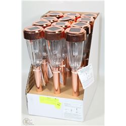 LOT OF 12 COPPER SOLAR STAKE LIGHTS