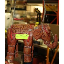 WOODEN ELEPHANT FIGURE/PUPPET