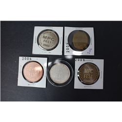 MPCFest USA lot of 5: 1x 2002, 3 x 2006 (includes 1 silver) and 1 x 2006 elongated