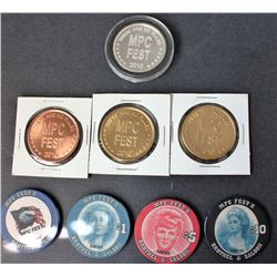 MPCFest USA lot of 8: 2010 x 4 (includes 1 silver) plus 4x 2009 saloon chips (all different