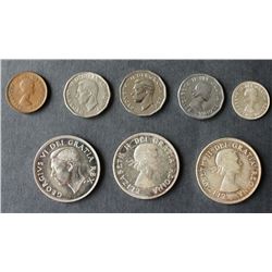 Lot of 8 Canadian Coins Fine - UNC