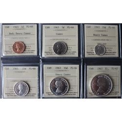 Canada Set of 1963 Proof Like ICCS Graded Coins -6PC