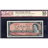 Image 1 : 1954 Canada $2 Bank Note Low Serial Number A/U 0000072 BCS VF-30