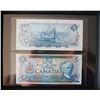 Image 1 : Canada $5 Bank Notes 1972 & 1979 with matching serial #