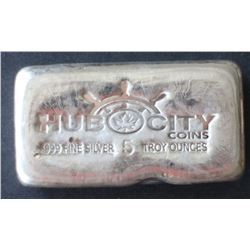 Hub City Fine .999 5 Ounce Silver Bar
