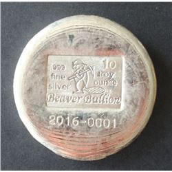 First Issued 10 Ounce Beaver Bullion Fine Silver Round