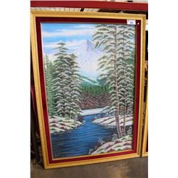 ORIGINAL SOUTH ASIAN, FRAMED GEMSTONE PAINTING, APPROX. 68'' X 48'', ORIGINAL RETAIL PRICE $7,000