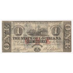1862 $1 The State of Louisiana Obsolete Bank Note