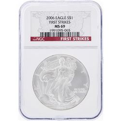 2006 $1 American Silver Eagle Coin NGC Graded MS69