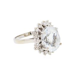 14KT White Gold 6.50ct Aquamarine and Diamond Ring