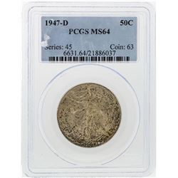 1947-D Walking Liberty Half Dollar Coin PCGS MS64