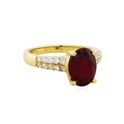 14KT Yellow Gold 3.94ct Ruby and Diamond Ring