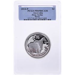 2014-P $2 Australia Year of the Horse First Strike Coin PCGS PR69DCAM