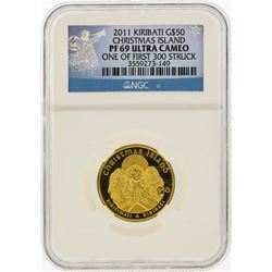 2011 Kiribati $50 Christmas Island Gold Coin NGC PF69 Ultra Cameo