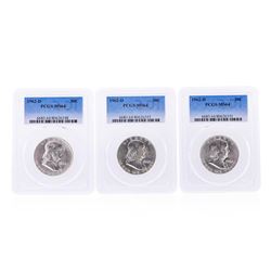 Set of (3) 1962-D Franklin Half Dollar Coins PCGS MS64