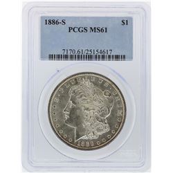 1886-S $1 Morgan Silver Dollar Coin PCGS Graded MS61