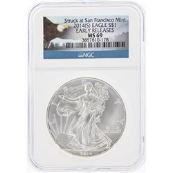 2014-S $1 American Silver Eagle Coin NGC Graded MS69