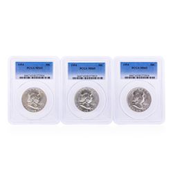 Set of (3) 1954 Franklin Half Dollar Coins PCGS MS65