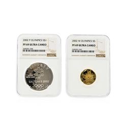 Olympics Commem 2002-W $5 Gold & 2002-P $1 Silver Coin Set NGC  PF69 Ultra Cameo