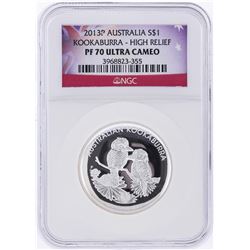 2013-P $1 Australia Kookaburra High Relief Release NGC PF70 Ultra Cameo