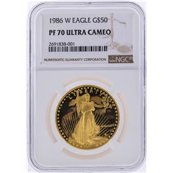 1986-W $50 American Gold Eagle Coin NGC PF70 Ultra Cameo