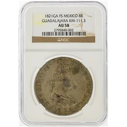 1821GA 8 Reales FS Mexico Guadalajara KM-111.3 Coin NGC AU58