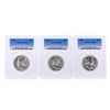 Image 1 : Set of (3) Franklin Half Dollar Coins PCGS Graded MS65