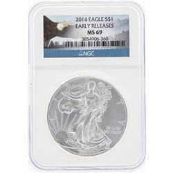 2014 $1 American Silver Eagle Coin NGC Graded MS69