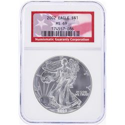 2002 $1 American Silver Eagle Coin NGC Graded MS69
