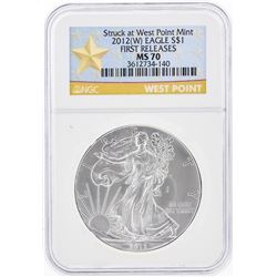 2012-W $1 American Silver Eagle Coin NGC Graded MS70