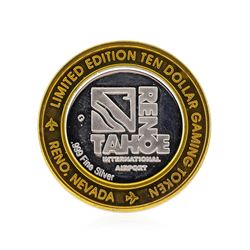 .999 Silver Reno/Tahoe International Airport $10 Casino Gaming Token Limited Edi