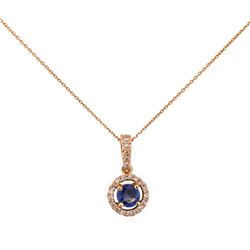 14KT Rose Gold 0.58ct Blue Sapphire and Diamond Necklace