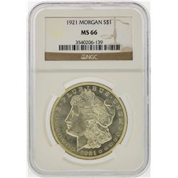 1921 $1 Morgan Silver Dollar Coin NGC Graded MS66