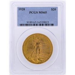 1928 $20 St. Gaudens Double Eagle Gold Coin PCGS MS65