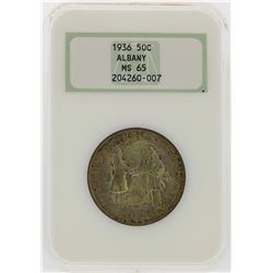 1936 Albany New York Charter Commemorative Half Dollar Coin NGC MS65