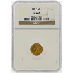 1857 $1 Indian Princess Head Gold Coin NGC Graded MS62