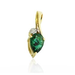 10KT Yellow Gold 0.35ct Emerald and Diamond Pendant