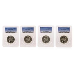 Set of (4) 1960 Franklin Half Dollar Coins PCGS Graded MS64