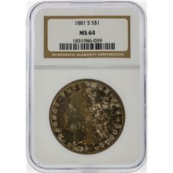 1881-S $1 Morgan Silver Dollar NGC Graded MS64